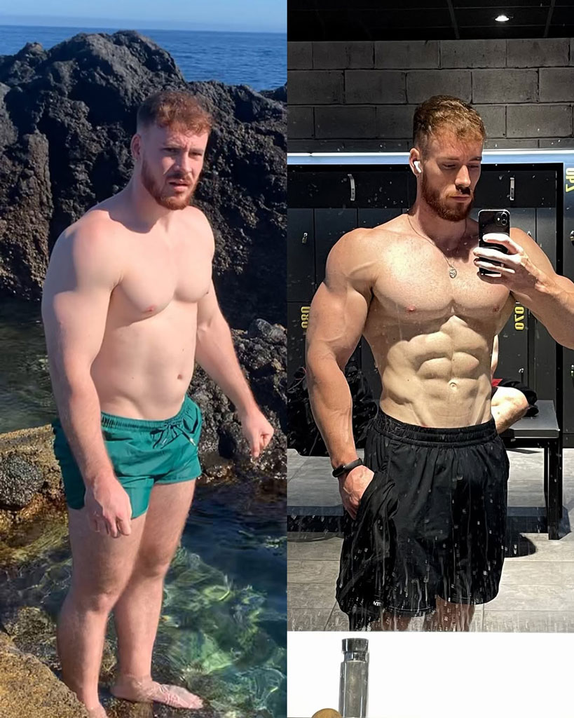 Transformación personal del entrenador: antes y después.