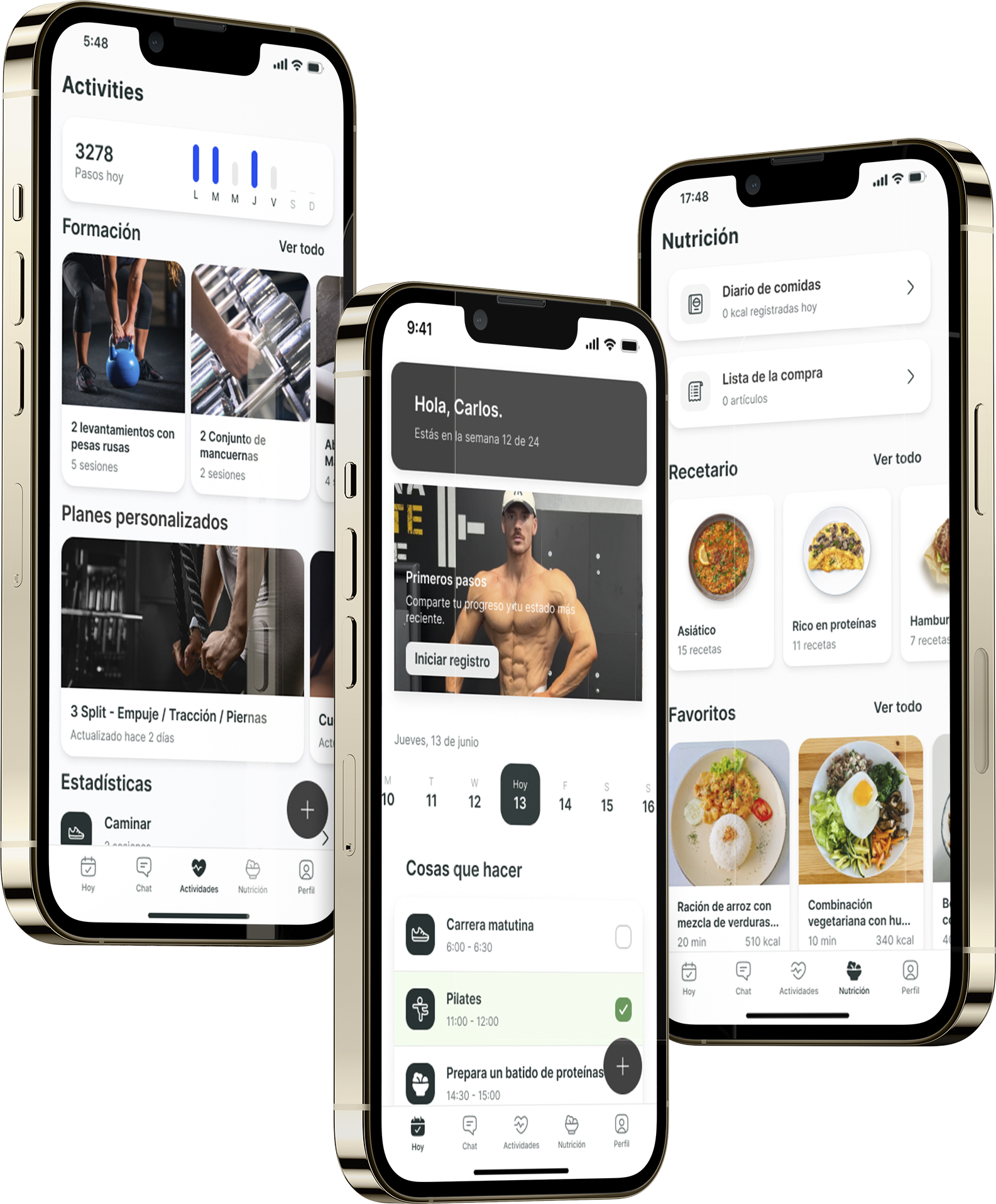 Un mockup de la app de coaching mostrando las funciones.